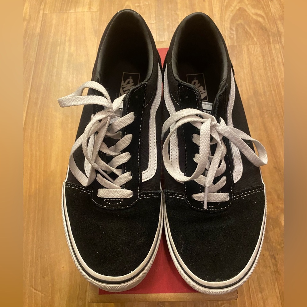 Classic Vans Black and White Sneakers size 7Y or 8 Women.